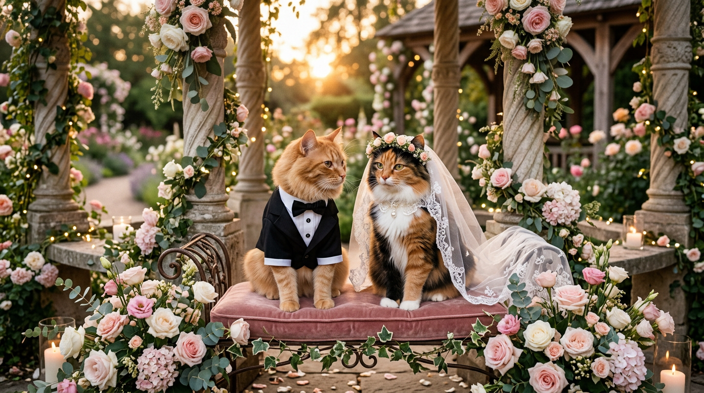 Whiskers and Belle Wedding Pose